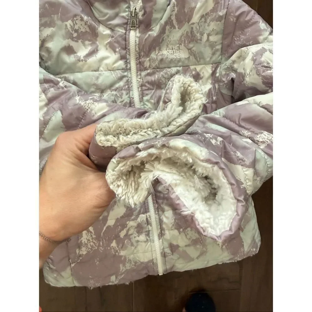 The North Face Girls Large Reversible Mossbud Swirl Purple Mountain Coat